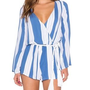 faithful the brand blue stripe romper xs